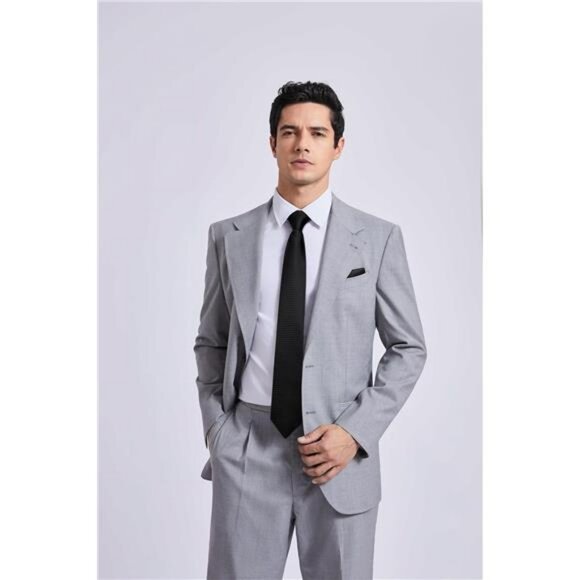 Mens Plaid Necktie Pocket Square Set Formal Checkered Tie Handkerchief Gift - Picture 2 of 7